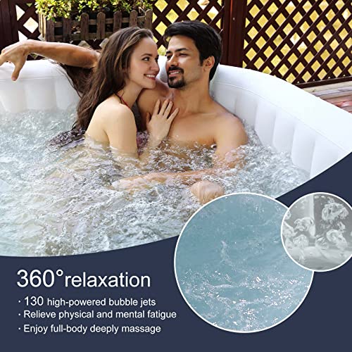 Relxtime 4-6 Person Inflatable Hot Tub Outdoor Portable Spa 82'' X 25.6'' Blow Up Hot Tubs With 130 Air Bubble Jets, Tub Cover, 4 Non-Slip Spa Seat, 2 Filter Cartridges #TOP1