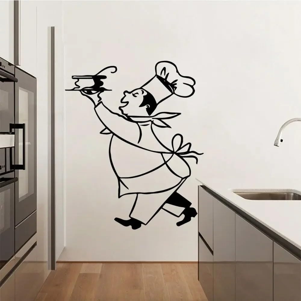 Cook Wall Sticker Kitchen Decoration Soup Cooking Vinyl Decals Restaurant Serve Stickers Cuisine Cooker 42x54cm