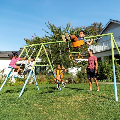 Intex 44130 Altalena Swing Set Colorata Due Seggiolini Dondolo e Trapezi 465x249x203 cm - 2