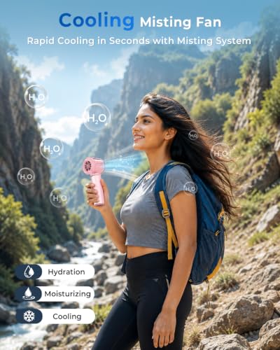Image of Eopora Mini Mist Fan, Portable Rechargeable Hand Fan, 8-12H Runtime