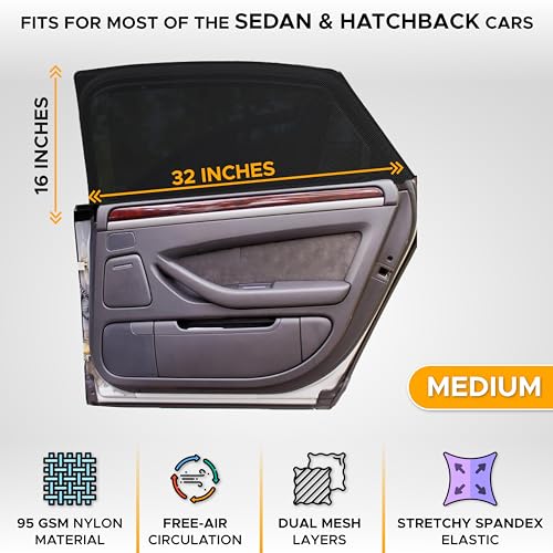 image for EcoNour Car Window Screens for Camping (Pack of 2) | 100% Protection f