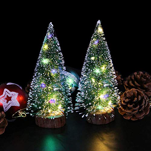 Dream Loom Mini Christmas Trees, 4Pcs Sisal Trees With Wood Base, Bottle Brush Trees Xmas Tabletop Trees For Home Kitchen Christmas Décor #TOP4