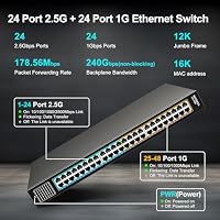 48 Port 2.5Gb Ethernet Switch Unmanaged with 24 Port 2.5G + 24 Port 1G , NICGIGA 48 Port 2.5Gbps Network Switch, Plug & Play, Desktop or 19-inch Rack Mount. – Ansicht 2