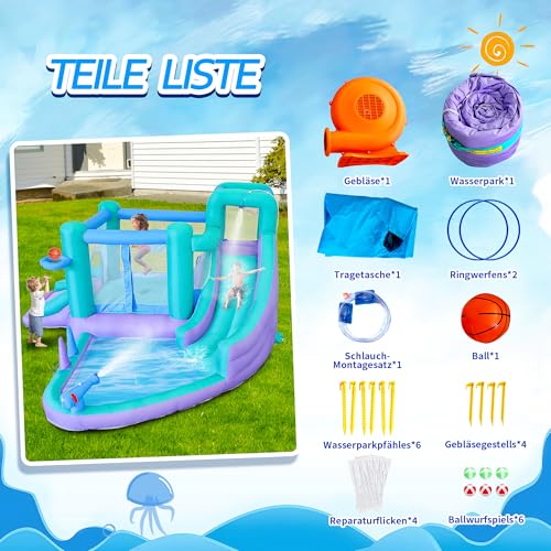 Tobogán acuático inflable con soplador para evitar el aburrimiento veraniego 7