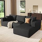 DURASPACE 275cm Ecksofa Modulares Sofa, L-Form 3-Sitzer Boneless Couch aus Cordstoff mit tiefer Sitzfläche,Schlafsofa für Wohnzimmer & Schlafzimmer (Keine Montage)