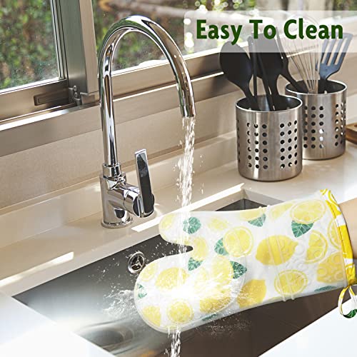 Gawinco Silicone Oven Mitt, Heat Resistant Oven Glove, Funny Kitchen Oven Mitt With Quilted Cotton Lining, Waterproof Pot Holder For Cooking Baking (Yellow Lemon) #TOP5