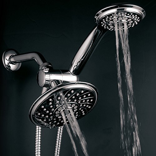 HotelSpa Handheld Shower & 6" Rain Showerhead Combo - High Pressure 30 Function Dual 2 in 1 Shower Head System with Stainless Steel Hose, Patented 3-way Water Diverter, All-Chrome Finish Top USA Brand - Thumbnail 5