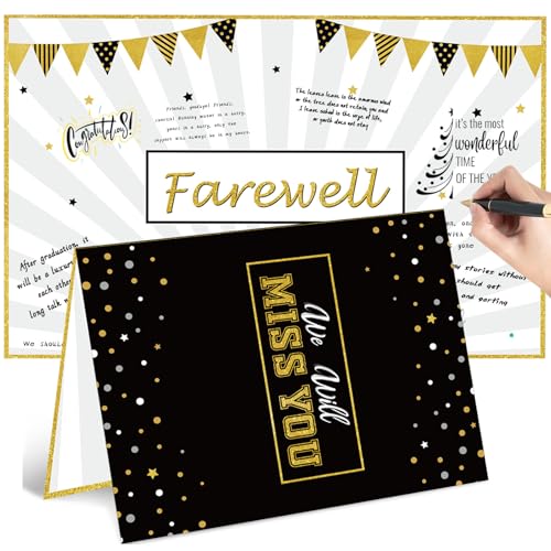 Catálogo para Comprar On-line Libros de visitas para fiesta comprados en linea. 44 Sumind Tarjeta de Felicitación de Despedida Gigante Decoración de We Will Miss You Buena Suerte de 13.8 x 21.6 Pulgadas Libro de Visitas de Despedida para Fiesta de Compañeros...