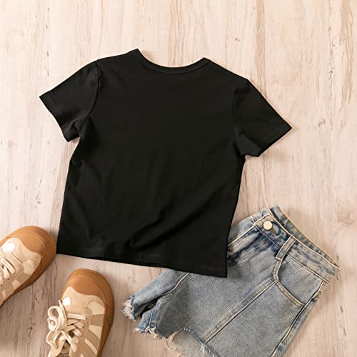 Image of KEEVICI Girls' Cute Strawberry Cow Print T Shirts Short Sleeve Crop Cotton Tops