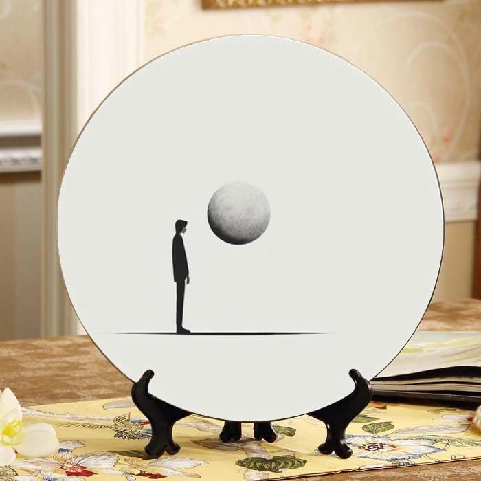 Mechanical Cheetah 10-inch Ceramic Plate for Wall Display or Tabletop, with Stand & Hook DP-282785365