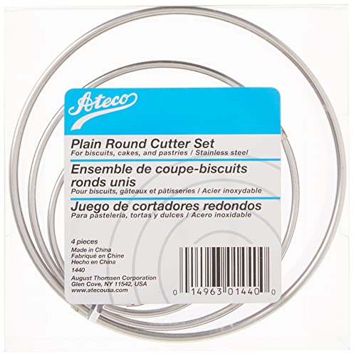 Ateco 4 Piece Stainless Steel Plain Edge Round Cutters Set In Graduated Sizes #TOP4