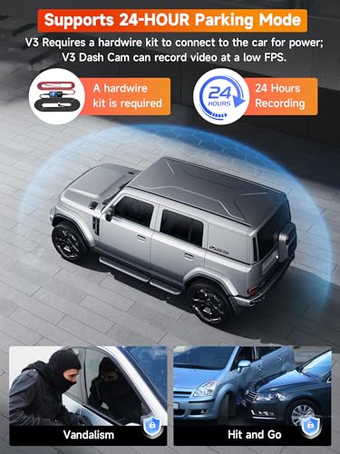 3 Channel 2.5K Dash Cam with 5GHz WiFi & APP Control, 2.5K+1080P+1080P Front Inside and Rear, Triple Dash Camera with SD Card, 24 Hours Parking Mode, Loop Recording, Night Vision - image 5