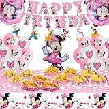 Minnie Party Supplies,38 PCS Birthday Decorations Set Include Banner, Balloons,...