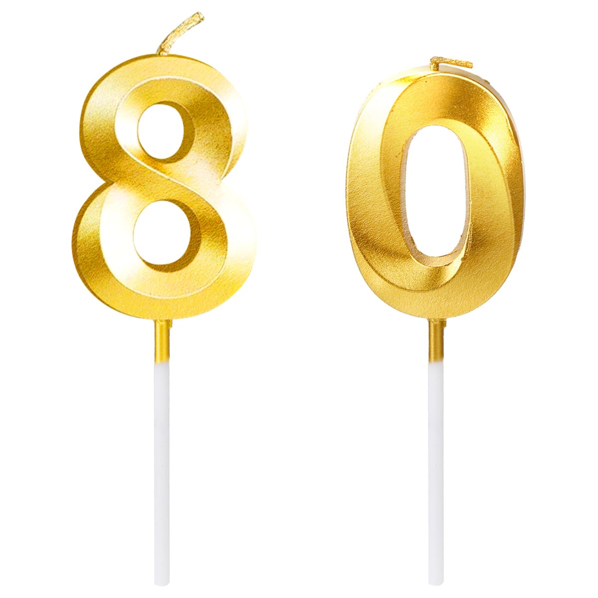 Gladfresit Gold Digital Birthday Cake Candles - Number 80 For 80Th Birthday, Smokeless, Environmental Protection