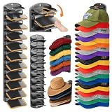 BRUBEQO Spring Clip Hat Organizer Hold Storage 40 Caps for Baseball Caps（2-Pack） Wall Mount Closet & Door Hat Rack Holder Hanging Closet Install with Strong Adhesive or Screws.