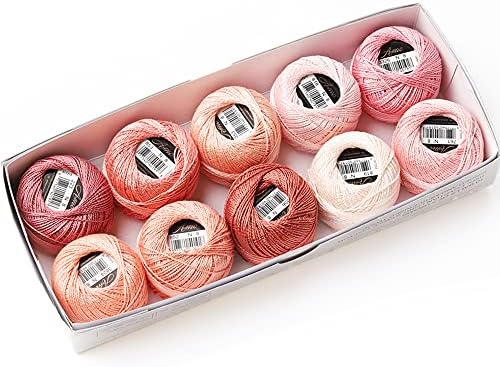 Asmoothread 10 Colors Size 8 Pearl Cotton Embroidery Thread 5 Grams Craft Needlework Double Mercerized Egyptian Long Staple Cotton 43 Yards