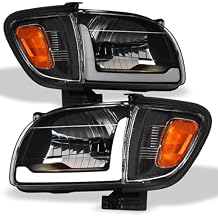 7422441433453 متوافق مع 2001-2004 Toyota Tacoma DRL LED Strip Bar مصابيح الإسكان السوداء مع مصابيح زاوية الإشارة عاكس العنبر تصميم 4 قطع