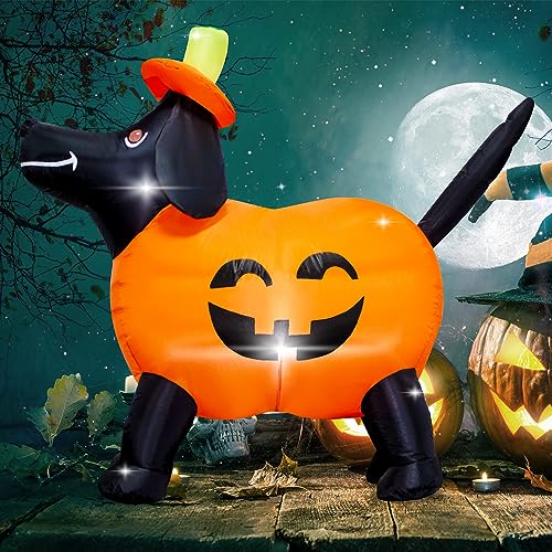 4FT Long Halloween Inflatable Pumpkin Dog Decoration with LED Lights - image 7