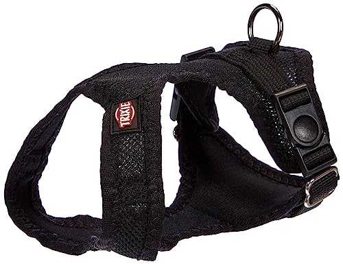 TRIXIE Comfort Soft Touren-Geschirr Größe XXS–XS: Brustumfang 25–35 cm/15 mm in schwarz - gepolstertes Hundegeschirr zum Joggen mit stufenlos verstellbaren Bauchgurt für sehr kleine Hunde, 16241