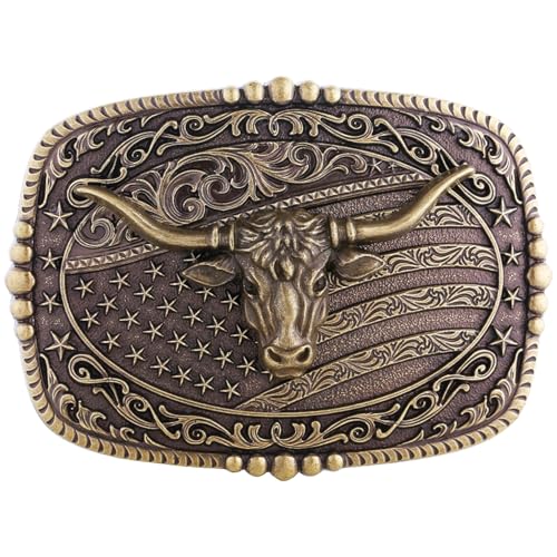 Image of Cowboy Belt Buckle for Men Longhorn Bull Belt Buckles Men Vintage Texas Buckle for Women Cowboy Cowgirl Belt Buckle