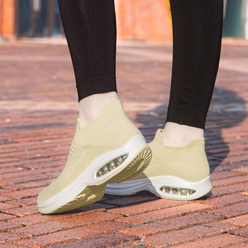 Image of DOUSSPRT Womens Walking Shoes Slip on Sock Sneakers Lady Girls Nurse Mesh Air Cushion Platform Loafers Fashion Casual
