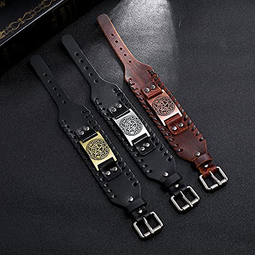 TURTLEDOVE 2 PCS Viking Tree of Life Leather Bracelet - Triple Moon Wristband of Pagan Amulet3