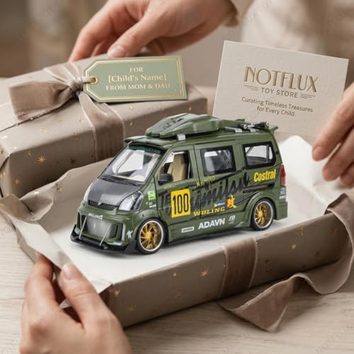 Image of 1:24 Scale Wuling Van Toy Car - Die Cast Metal Mini Delivery Van with Luxury Finish, Opening Doors, Pull Back Action & Realistic Details [Random Color] [Pack of 1]