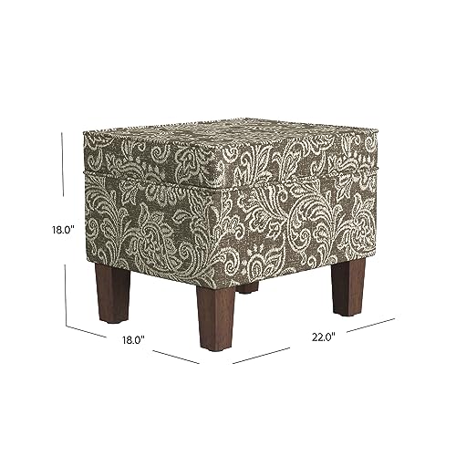 Image of HomePop 22 inch Modern Rectangular Storage Ottoman - Brown Jacobean Print