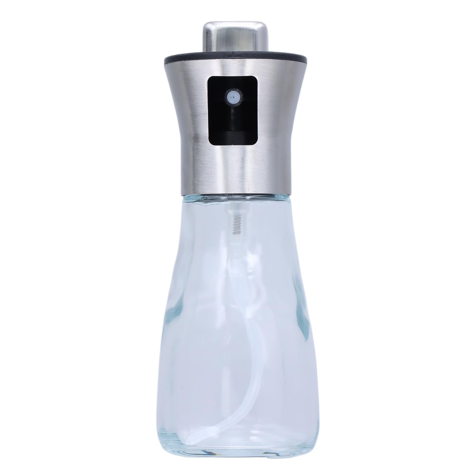 FooYee 170 ML Oil Dispenser, Conical Glass Oil Spray Bottle Non-Drip Nozzle, Stainless Steel and Glass, BBQ, Salad, Baking, Grilling, Roasting