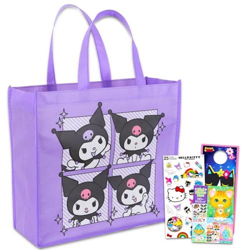 Kuromi sac fourre-tout pour filles en toile avec ses accessoires Sanrio