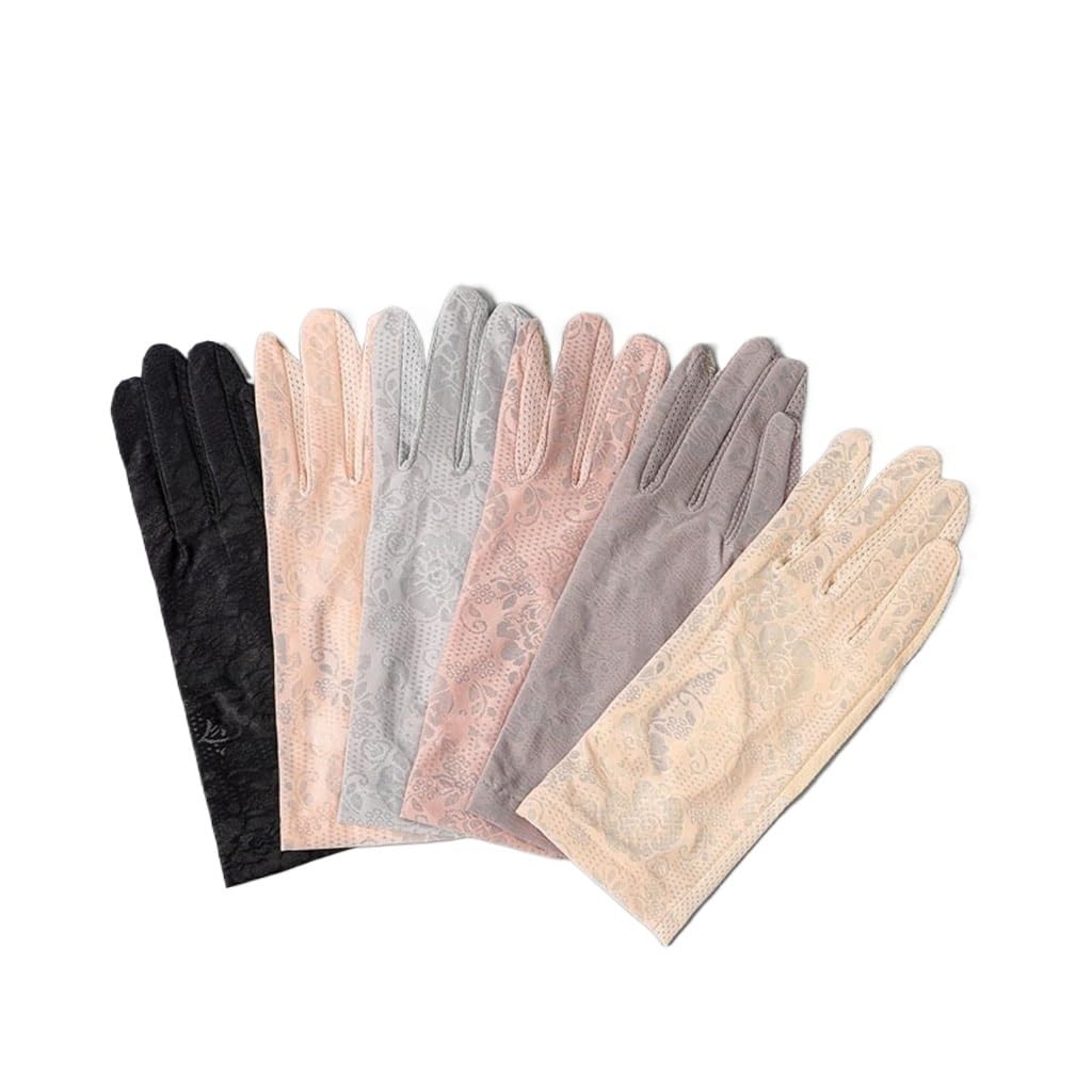 ZSLKDL Sunscreen Gloves for Women's Thin Cycling lace Touch Screen Gloves(Gray)