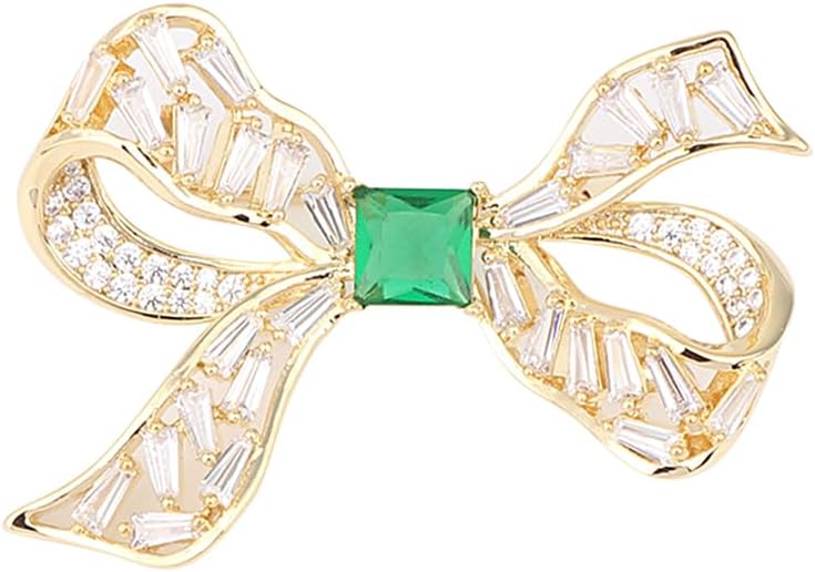 Gold Brooches for Women Ladies Yellow Broach Flower Bow Rhinestone Lapel Pins Blazer Dress Denim Jacket Accessories