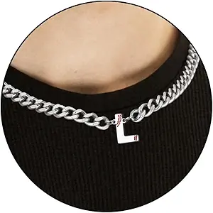 Baseball Necklaces for Boys Stainless Steel Initial Necklace with Letter A-Z 6.5mm Cuban Chain Adjustable Gifts for Men Boys 16+2 Inches