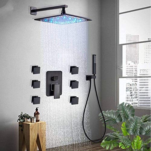 Ensemble de douche à LED et massage corporel encastré 6 pièces