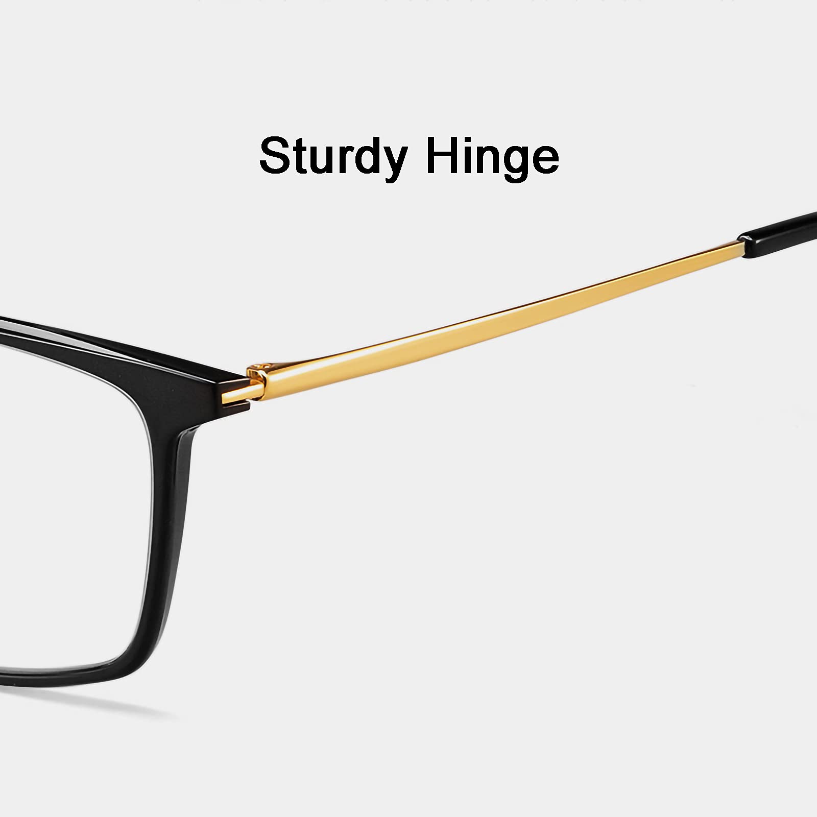 Lesebrille für Männer und Frauen, Blaulichtfilter, Vollrand, rutschfeste Lesebrille aus Metall, leichte, Bequeme Gaming-Brille, Schwarzgold, +1,50 (Schwarzgold 1,5)