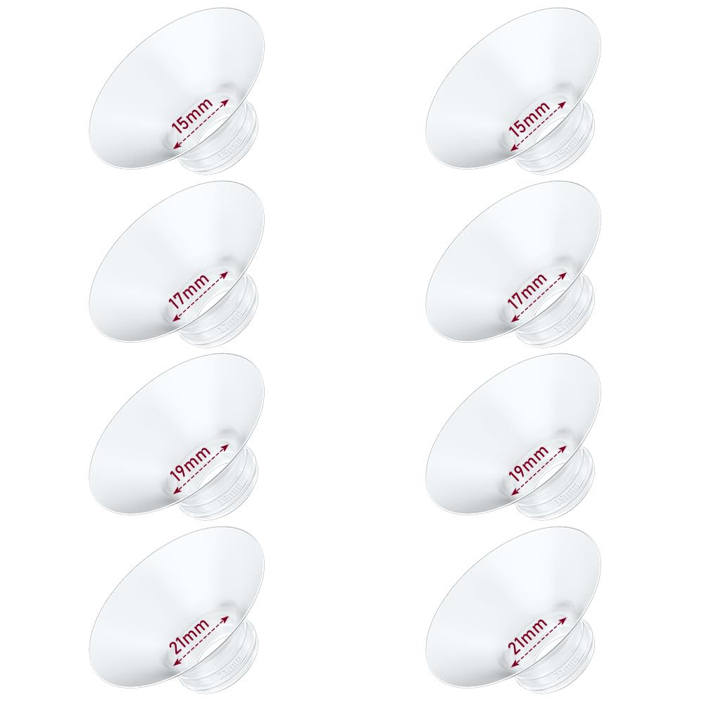 Flange Insert 8PCS 15/17/19/21mm*2Pcs Compatible with Momcozy M9/M6/M5/S12 Pro/V1 Pro/V2 pro, Spectra/Medela/Elvie/NCVI/TSRETE/eufy/Lansinoh/Paruu/MomMed Breast Pump 24mm Shields/Flanges