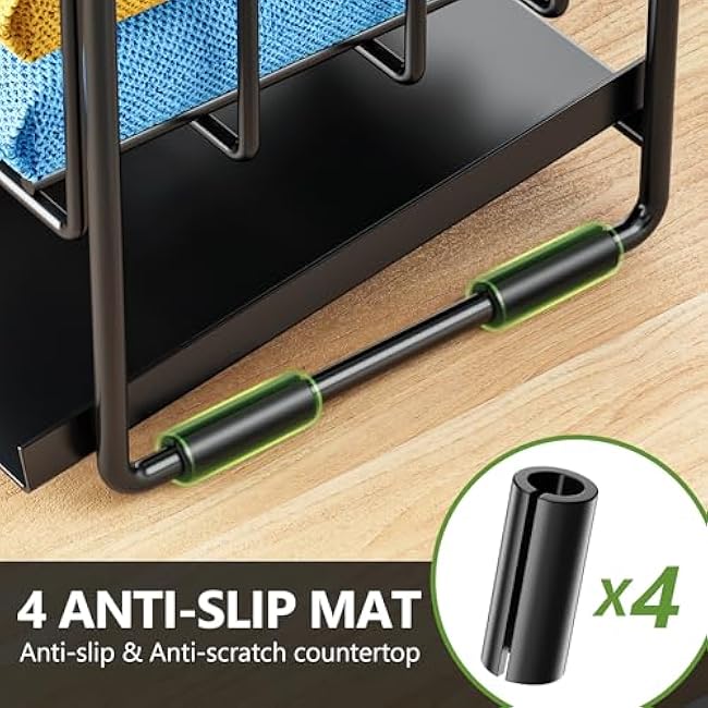 Cisily 2-Tier Kitchen Sink Caddy Organzier Rack with Flexible Dish Brush Holder, Sponge Holder for Kitchen Sink Countertop Organization Storage,Home Decor Accessories Essentials Stainless Steel