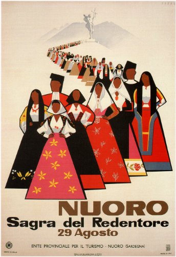 World of Art Vintage Viaggio Italia per Nuoro Sagre de Redentore C1954 by Mario Puppo 250 gsm Lucido Arte della Riproduzione A3 Poster
