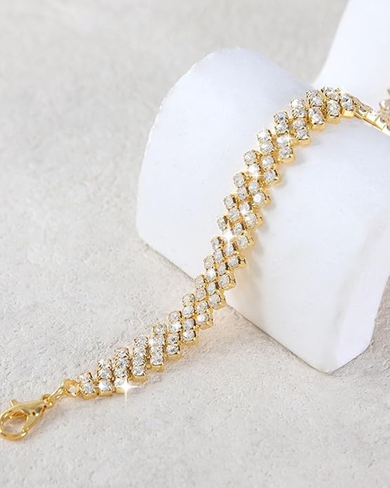 LUYANFX Choker Kette Damen Gold Halsreif Strass Kette Glitzer Schmuck Halskette Damen Gold Halsband Schmuck Necklace Goldene Trachtenkette für Alltag, Partys, Bälle, Hochzeiten