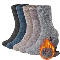 VoJoPi Chaussettes Chaudes Homme, 5 Paires Grosse Chaussettes Hiver Thermiques Laine Hommes pour Randonnée Ski Loisirs Travail EU 39-45