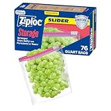 Ziploc Quart Food Storage Bags, Stand-Up Bottom, Easy to Fill, 76 Count