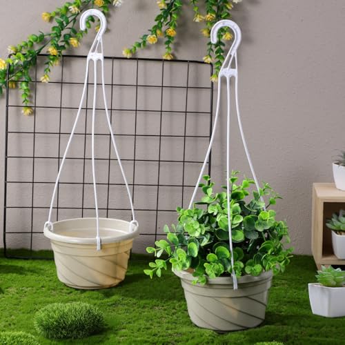 Image of balacoo 6.69 Inch Plastic Hanging Planters with Drainage Holes and Hooks Lightweight Window Planter Pots for Indoor Outdoor Balcony Garden Set of 4 Hanging Baskets
