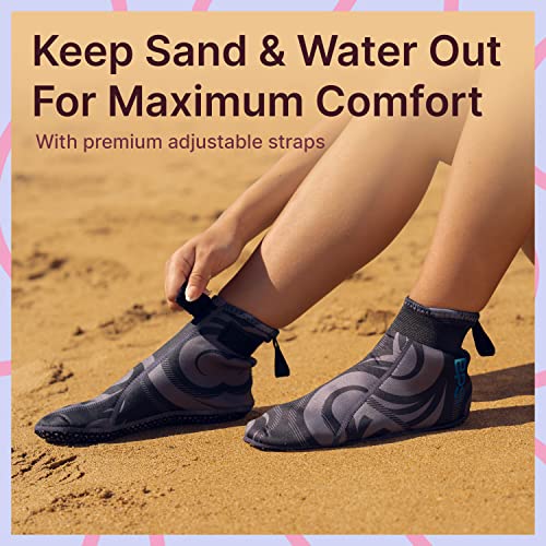 Bps 'Smart Sock' 3Mm Neoprene Socks - For Beach Soccer, Volley Ball And Water Activities Flexible Dive Socks Glued & Stitched Anti-Slip Wetsuit Boots For Men Women (Black Patterned/Blue, S) #TOP5