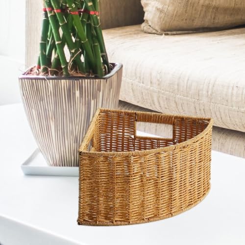 Cesta esquinera triangular de ratán sintético rústica para almacenamiento en baño y cocina 5