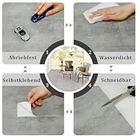 30x30cm PVC Bodenbelag Selbstklebend – Steinoptik Vinylboden Fliesenoptik, Vinyl Laminat Wasserdichter & Langlebiger Bodenfliesen für Wohnzimmer, Küche, Bad, Balkon Grau 50 Fliesen 4.5m²