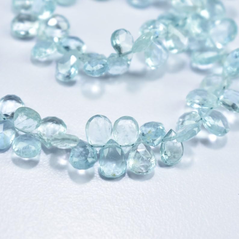 Naturalne fasetowane koraliki z akwamaryny gruszki 5,5 x 7,5-5,5 x 8 mm 18 cm długi sznurek tworzenie biżuterii koraliki z kamieni szlachetnych do naszyjnika bransoletki