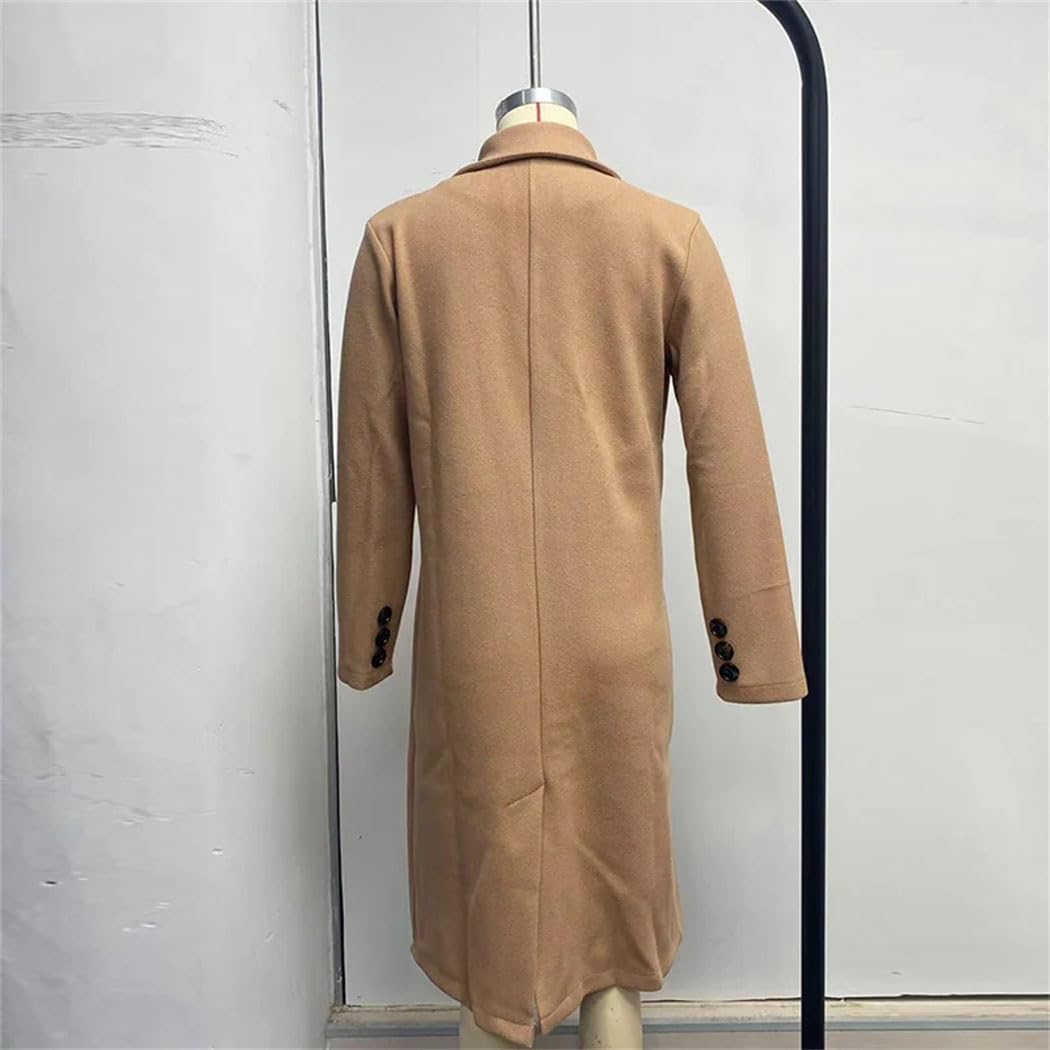 Women's Vintage Long Overcoats Notch Laple Doule Breasted Long Sleeve Jackets Winter Thicken ﻿Warm Windbreaker