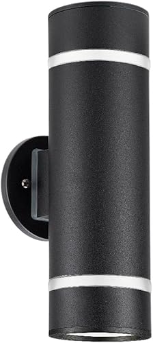 Miniatura 10 de Cerdeco Aureole-Series - Lámpara moderna de acero inoxidable para porche luz de pared de satén para exteriores a prueba de intemperie aplique de