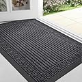 Finchitty Front Door Mat Outdoor Entrance, Heavy Duty Sturdy Rubber Doormat, Stain and Fade Resistant, Easy to Clean, Low Profile Indoor Outdoor Mat for Entryway and Patio, 30x17, Grey