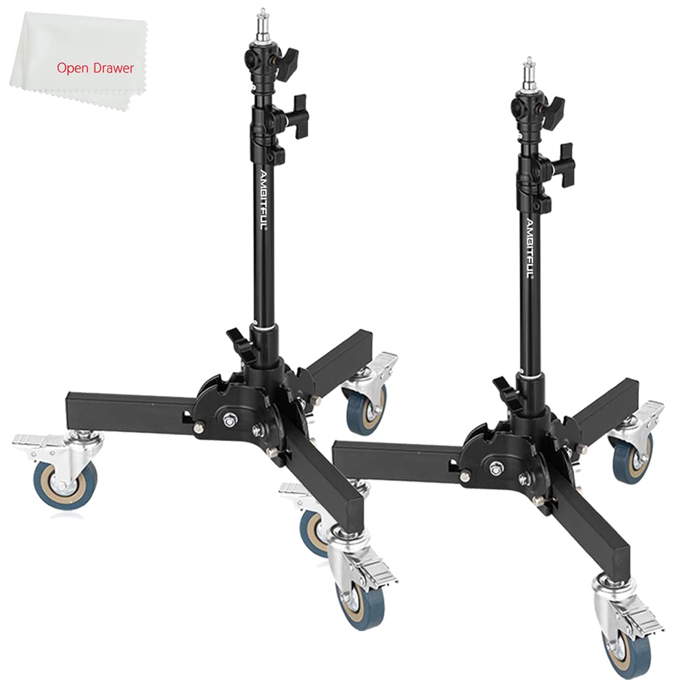 AMBITFUL Mobile Light Stand, 21-31.9 inch Folding Bracket Light Stand Photography, Compatible for Studio Fash LED Lights, Studio LED Light, Studio Strobe Light (2 Pack)
